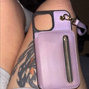 Purple Phone Case with Wallet and Strap
